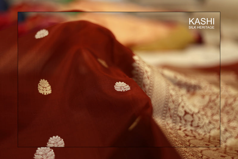 Pure Handloom Ektara Kora Organza red saree