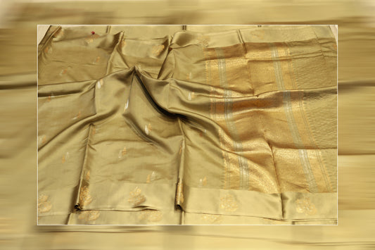 Pure handloom kadhiyal raw mango yellow saree