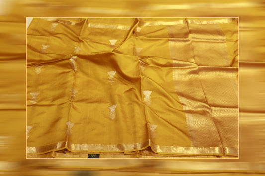 Pure handloom kadhiyal raw mango yellow saree