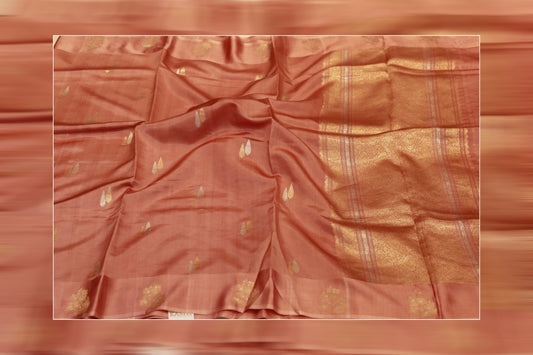 Pure handloomkadhiyal raw mango pink saree