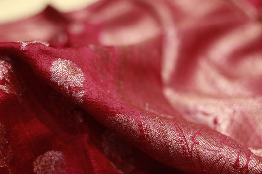 Pure handloom raw silk red & golden work