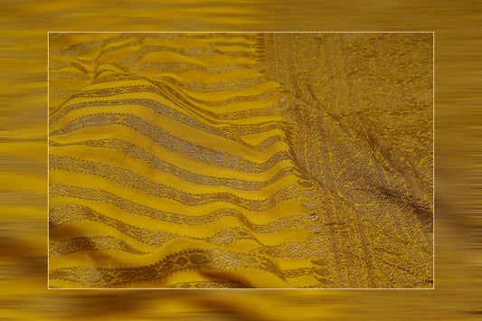 Pure Khaddi Georgettes yellow Saree 2