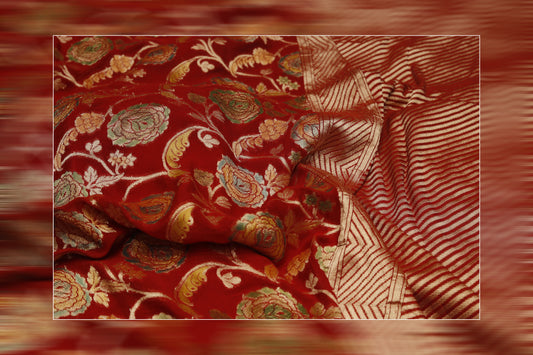 Pure Khaddi Georgettes maroon Saree 4