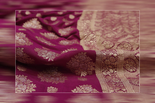 Pure Khaddi Georgettes pink Saree 6
