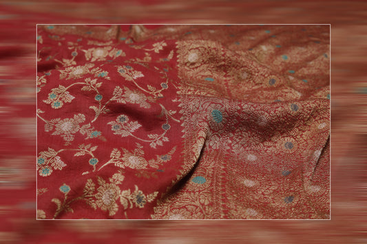 Pure Khaddi Georgettes red  Saree 8