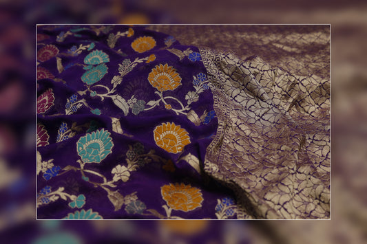 Pure Khaddi Georgettes blue Saree 9