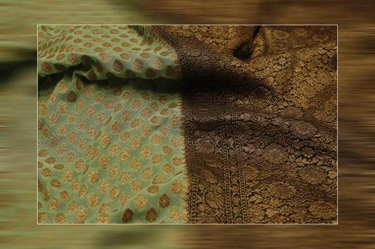 Pure Khaddi Georgettes green Saree 11