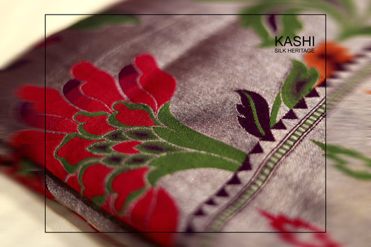 Pure handloom pathini tussar georget purple saree
