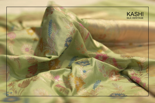 Pure handloom katan tilfi jungla green saree
