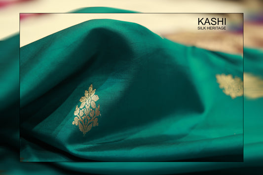 Pure Handloom Katan Raw Mango green saree