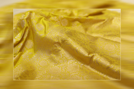 pure handloom katan jungla yellow & golden work saree